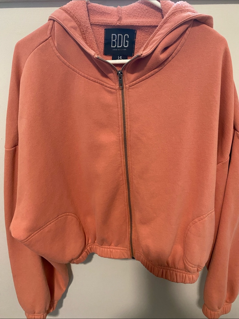 BDG Fleece-Lined Hooded Zip Jacket in Terracotta